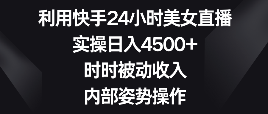 利用快手24小时美女直播，实操日入4500+，时时被动收入，内部姿势操作-点点短视频网