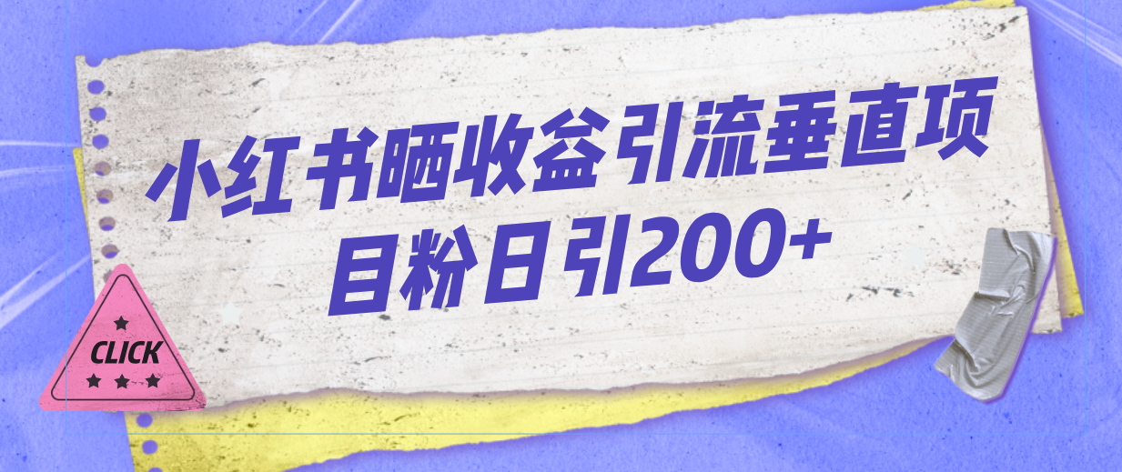 小红书晒收益图引流垂直项目粉日引200+-点点短视频网