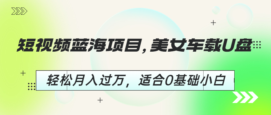 短视频蓝海项目，美女车载U盘，轻松月入过万，适合0基础小白-点点短视频网