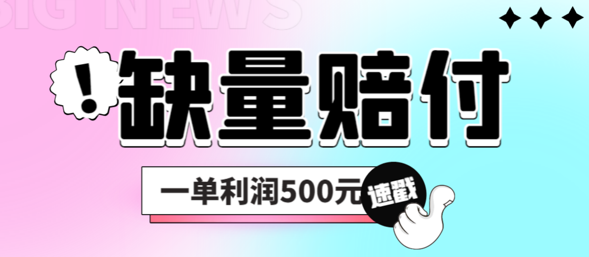 最新多平台缺量赔付玩法，简单操作一单利润500元-点点短视频网