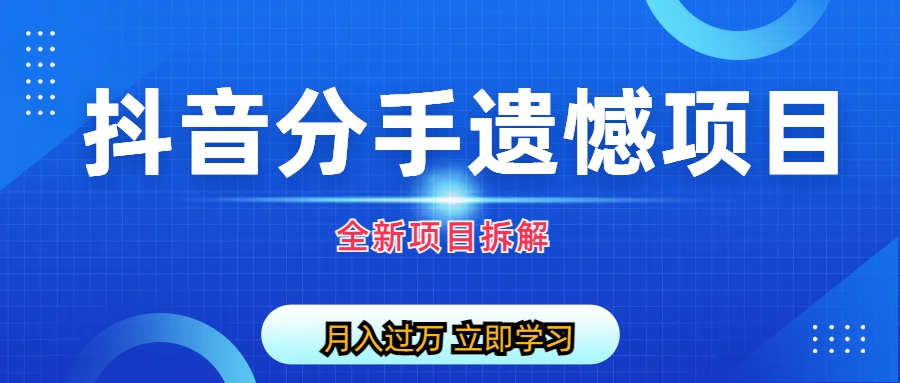 自媒体抖音分手遗憾项目私域项目拆解-点点短视频网