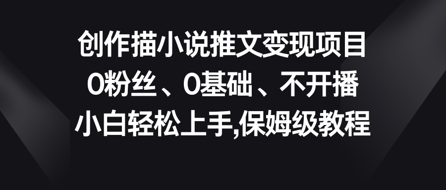 小说推文变现项目，0粉丝、0基础、不开播、小白轻松上手，保姆级教程-点点短视频网