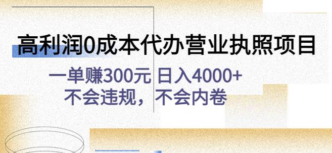 高利润0成本代办营业执照项目：一单赚300元日入4000+不会违规，不会内卷-点点短视频网