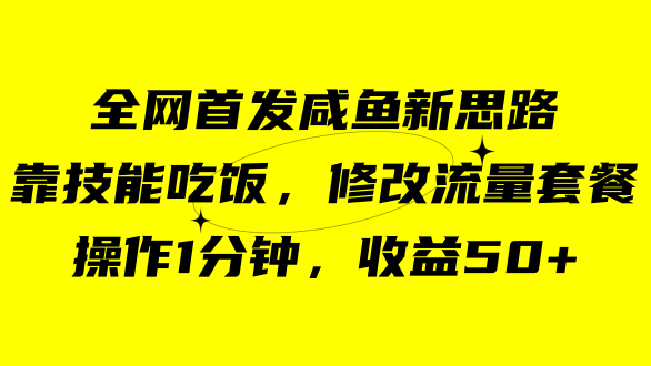 咸鱼冷门新玩法，靠“技能吃饭”，修改流量套餐，操作1分钟，收益50+-点点短视频网