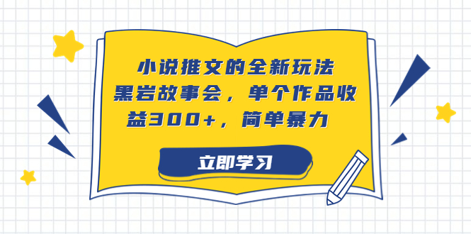 小说推文的全新玩法，黑岩故事会，单个作品收益300+，简单暴力-点点短视频网