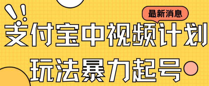 支付宝中视频玩法暴力起号影视起号有播放即可获得收益（带素材）-点点短视频网