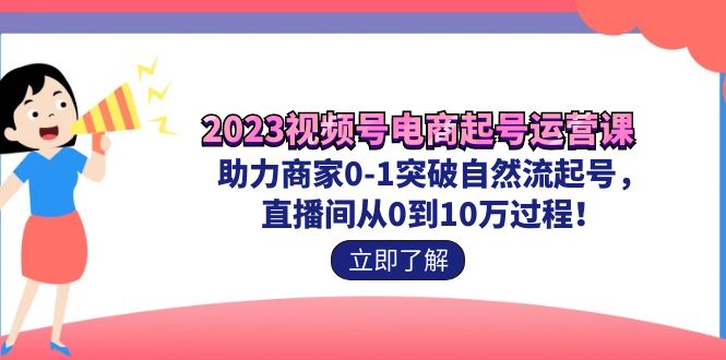2023视频号-电商起号运营课 助力商家0-1突破自然流起号 直播间从0到10w过程-点点短视频网