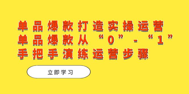 单品爆款打造实操运营，单品爆款从“0”-“1”手把手演练运营步骤-点点短视频网