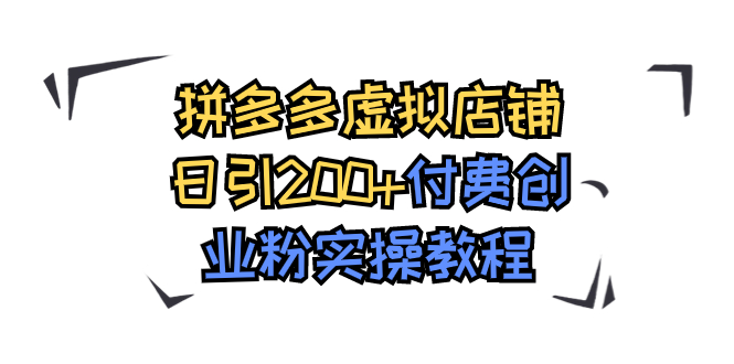 拼多多虚拟店铺日引200+付费创业粉实操教程-点点短视频网