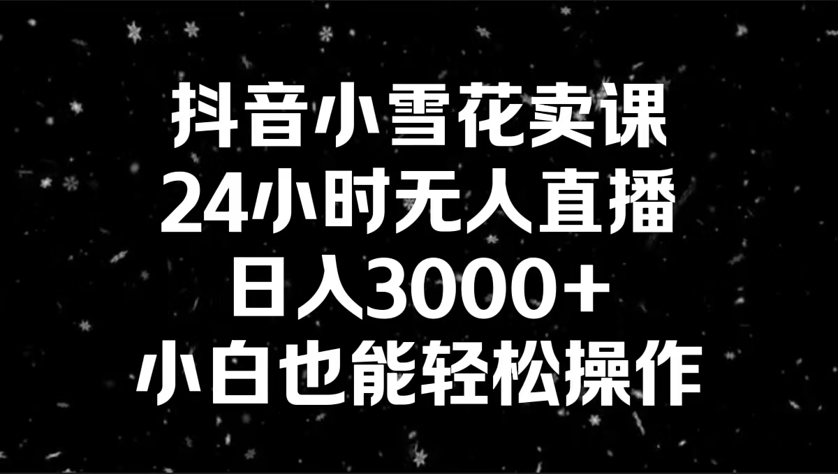 抖音小雪花卖课，24小时无人直播，日入3000+，小白也能轻松操作-点点短视频网