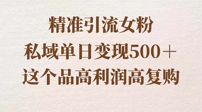 精准引流女粉，私域单日变现500＋，高利润高复购，保姆级实操教程分享-点点短视频网