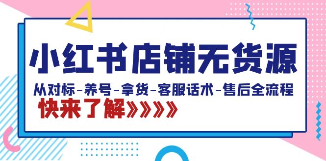小红书店铺无货源：从对标-养号-拿货-客服话术-售后全流程（20节课）-点点短视频网