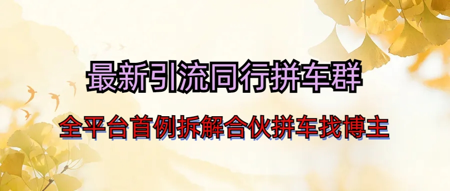 最新引流同行拼车群合伙拼车找博主日引百人新玩法-点点短视频网