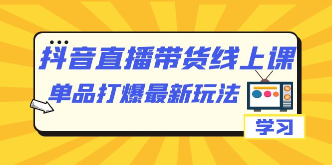 抖音·直播带货线上课，单品打爆最新玩法（12节课）-点点短视频网