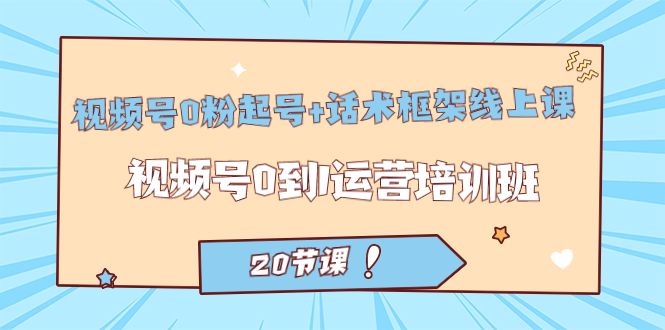 视频号·0粉起号+话术框架线上课：视频号0到1运营培训班（20节课）-点点短视频网