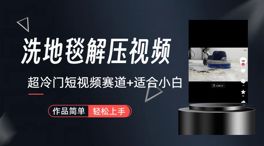 超冷门抖音短视频赛道-清洗地毯解压视频-简单无脑怼作品（教程+素材）-点点短视频网