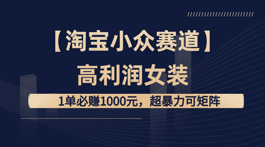 【淘宝小众赛道】高利润女装：1单必赚1000元，超暴力可矩阵-点点短视频网