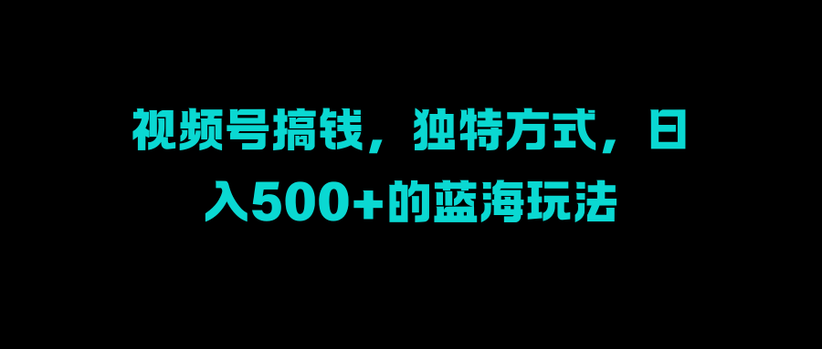 视频号搞钱，独特方式，日入500+的蓝海玩法-点点短视频网