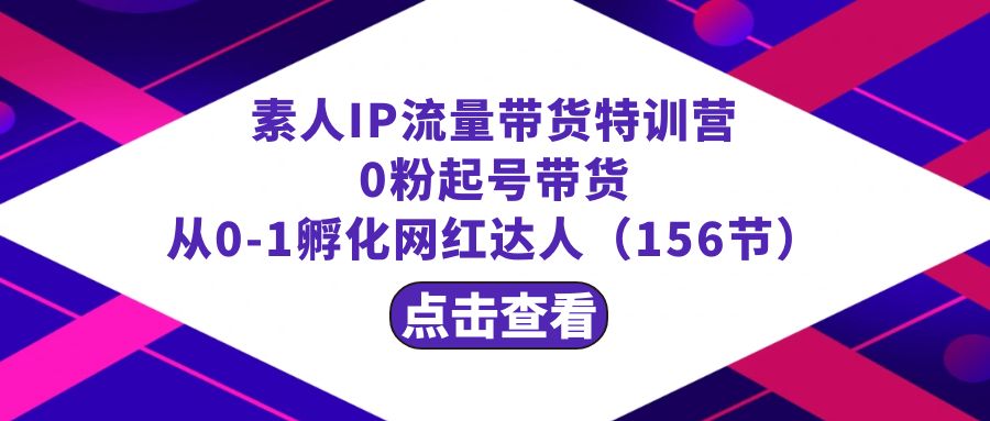 繁星·计划素人IP流量带货特训营：0粉起号带货 从0-1孵化网红达人（156节）-点点短视频网