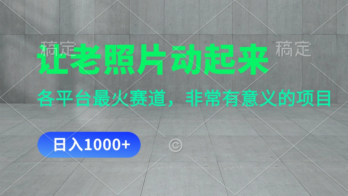让老照片动起来，一天变现1000+，各平台最火赛道，看完就会-点点短视频网