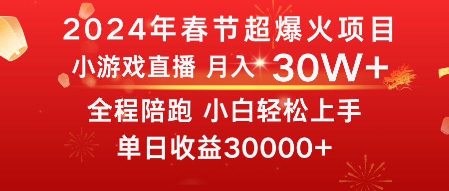龙年2024过年期间，最爆火的项目 抓住机会 普通小白如何逆袭一个月收益30W+-点点短视频网