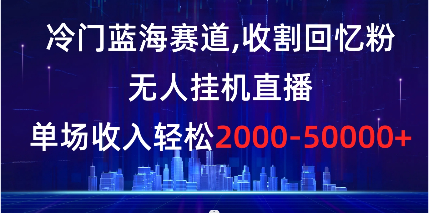 冷门蓝海赛道，收割回忆粉，无人挂机直播，单场收入轻松2000-5w+-点点短视频网