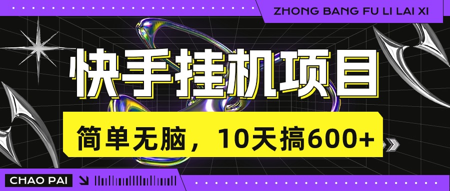快手挂机项目，10天搞600+，无脑操作！-点点短视频网