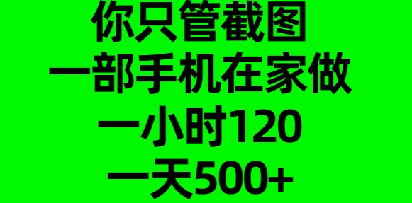 你只管截图，一部手机在家做，一小时120，一天500+-点点短视频网