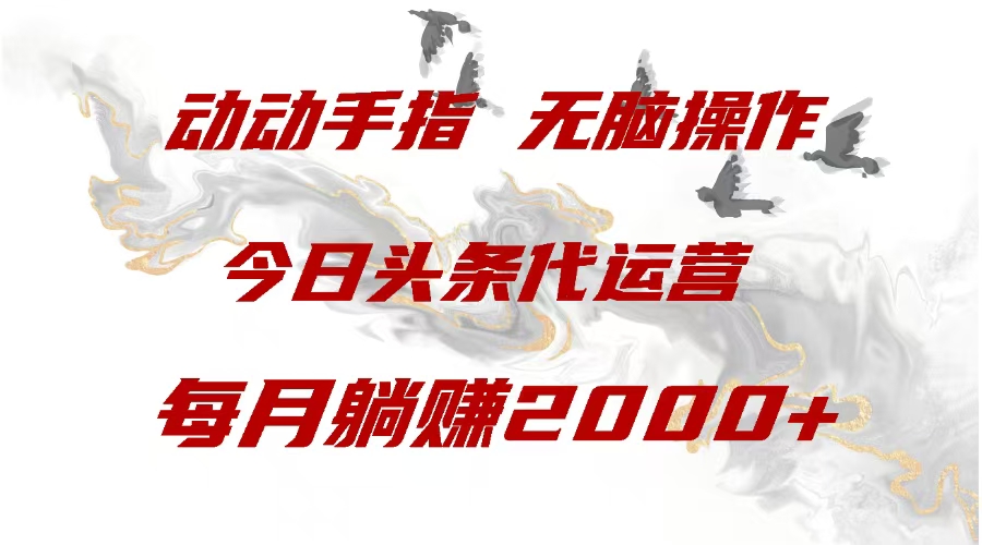 今日头条代运营，动动手指，一月躺赠2000+-点点短视频网