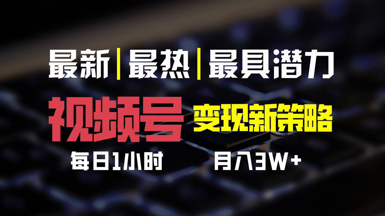 视频号变现新策略，每日一小时月入30000+-点点短视频网