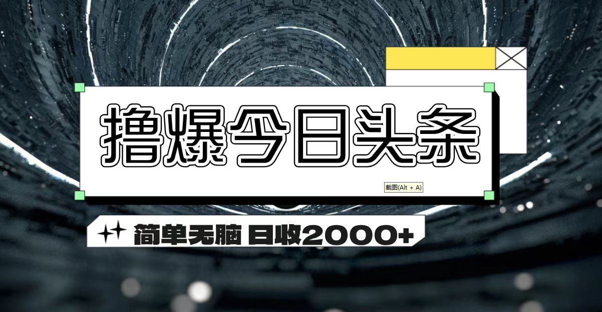 撸爆今日头条 简单无脑操作 日收2000+-点点短视频网