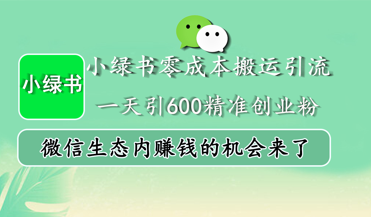 小绿书零成本搬运引流，一天引600精准创业粉，微信生态内赚钱的机会来了-点点短视频网