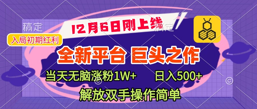 全新引流平台，巨头之作，当天无脑涨粉1W+，日入现500+，解放双手操作简单-点点短视频网