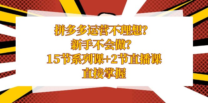 拼多多运营不理想？新手不会做？15节系列课+2节直播课，直接掌握-点点短视频网