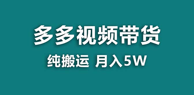 【蓝海项目】拼多多视频带货 纯搬运一个月搞了5w佣金，小白也能操作 送工具-点点短视频网