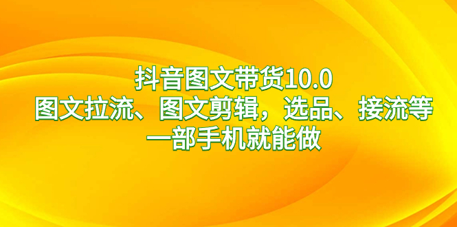 抖音图文带货10.0，图文拉流、图文剪辑，选品、接流等，一部手机就能做-点点短视频网