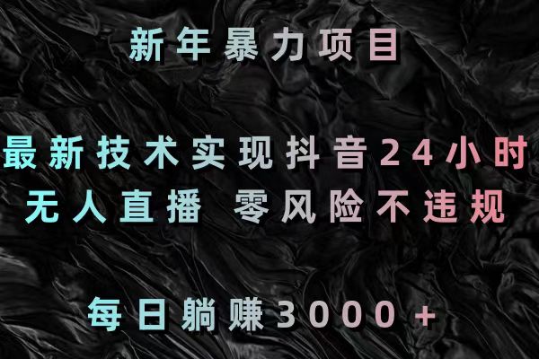 新年暴力项目，最新技术实现抖音24小时无人直播 零风险不违规 每日躺赚3000-点点短视频网
