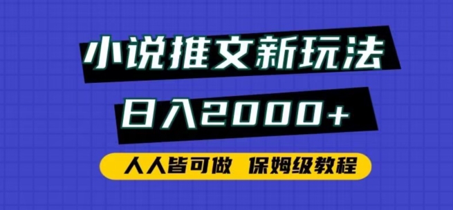 小说推文新玩法，日入2000+，人人皆可做，保姆级教程-点点短视频网