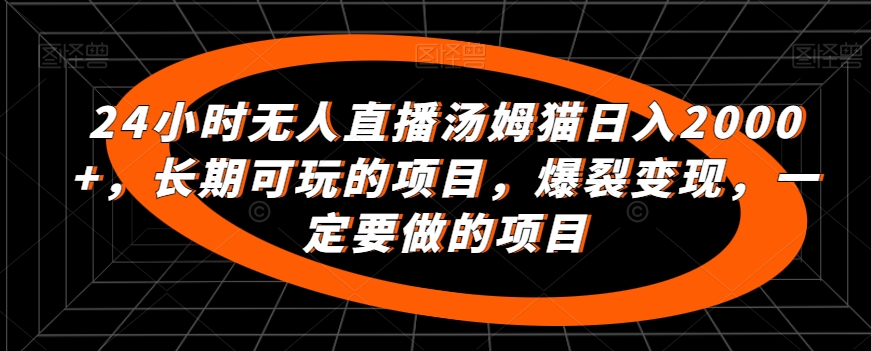 24小时无人直播汤姆猫日入2000+，长期可玩的项目，爆裂变现，一定要做的项目-点点短视频网