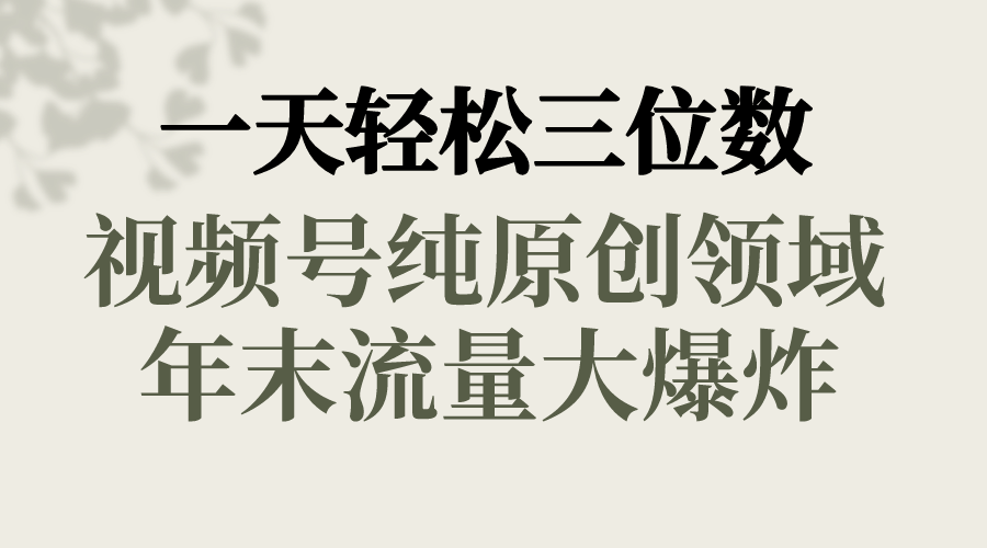一天轻松三位数，视频号纯原创领域，春节童子送祝福，年末流量大爆炸，-点点短视频网