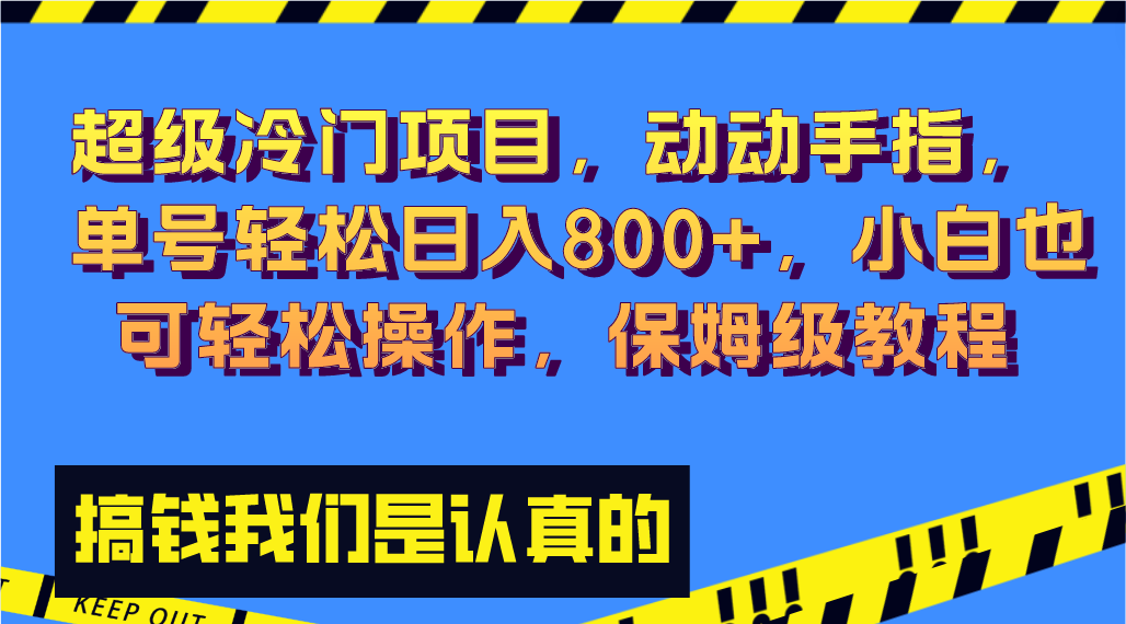 超级冷门项目,动动手指，单号轻松日入800+，小白也可轻松操作，保姆级教程-点点短视频网
