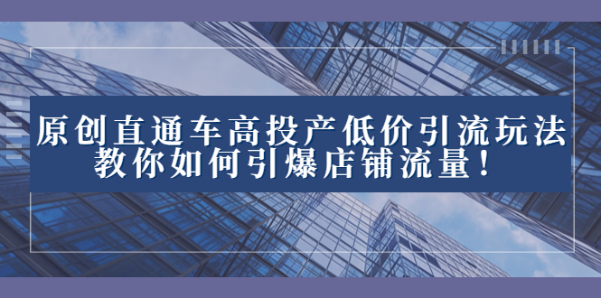 2023直通车高投产低价引流玩法，教你如何引爆店铺流量！-点点短视频网