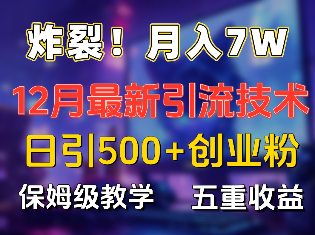 炸裂！月入7W+揭秘12月最新日引流500+精准创业粉，多重收益保姆级教学-点点短视频网
