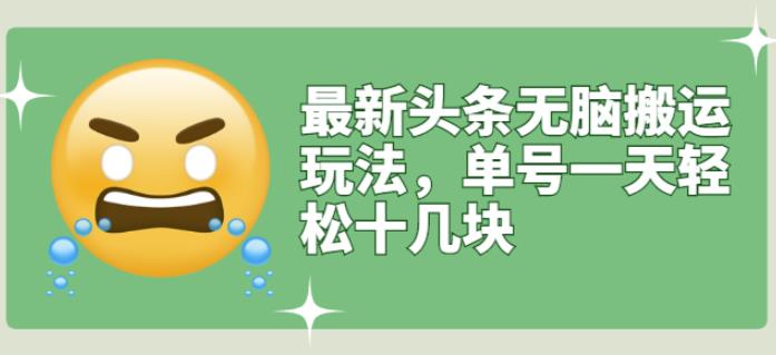 最新头条无脑搬运玩法，单号一天轻松十几块【视频教程+搬运软件】￼-点点短视频网