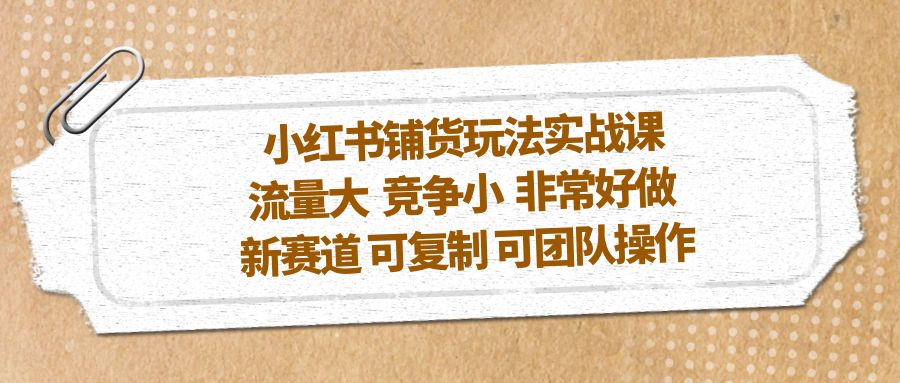 小红书铺货玩法实战课，流量大 竞争小 非常好做 新赛道 可复制 可团队操作-点点短视频网