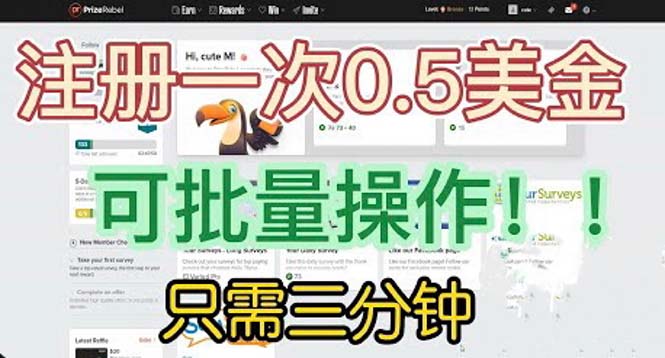 国外项目注册一次0.5美金 只需三分钟无脑操作 可批量放大 小白工作室福利-点点短视频网