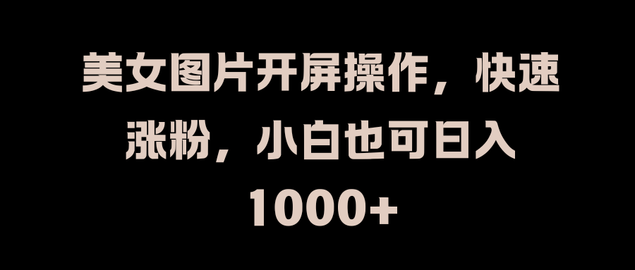美女图片开屏操作，快速涨粉，小白也可日入1000+-点点短视频网
