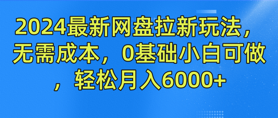 2024最新网盘拉新玩法，无需成本，0基础小白可做，轻松月入6000+-点点短视频网