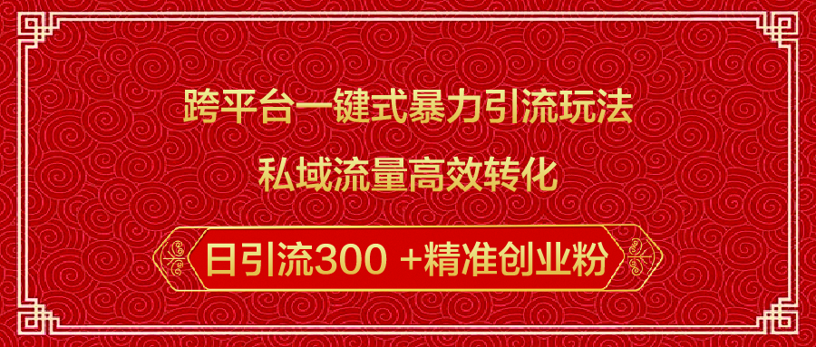 跨平台一键式暴力引流玩法，私域流量高效转化日引流300 +精准创业粉-点点短视频网