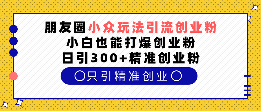 朋友圈小众玩法引流创业粉，小白也能打爆创业粉，日引300+精准创业粉-点点短视频网